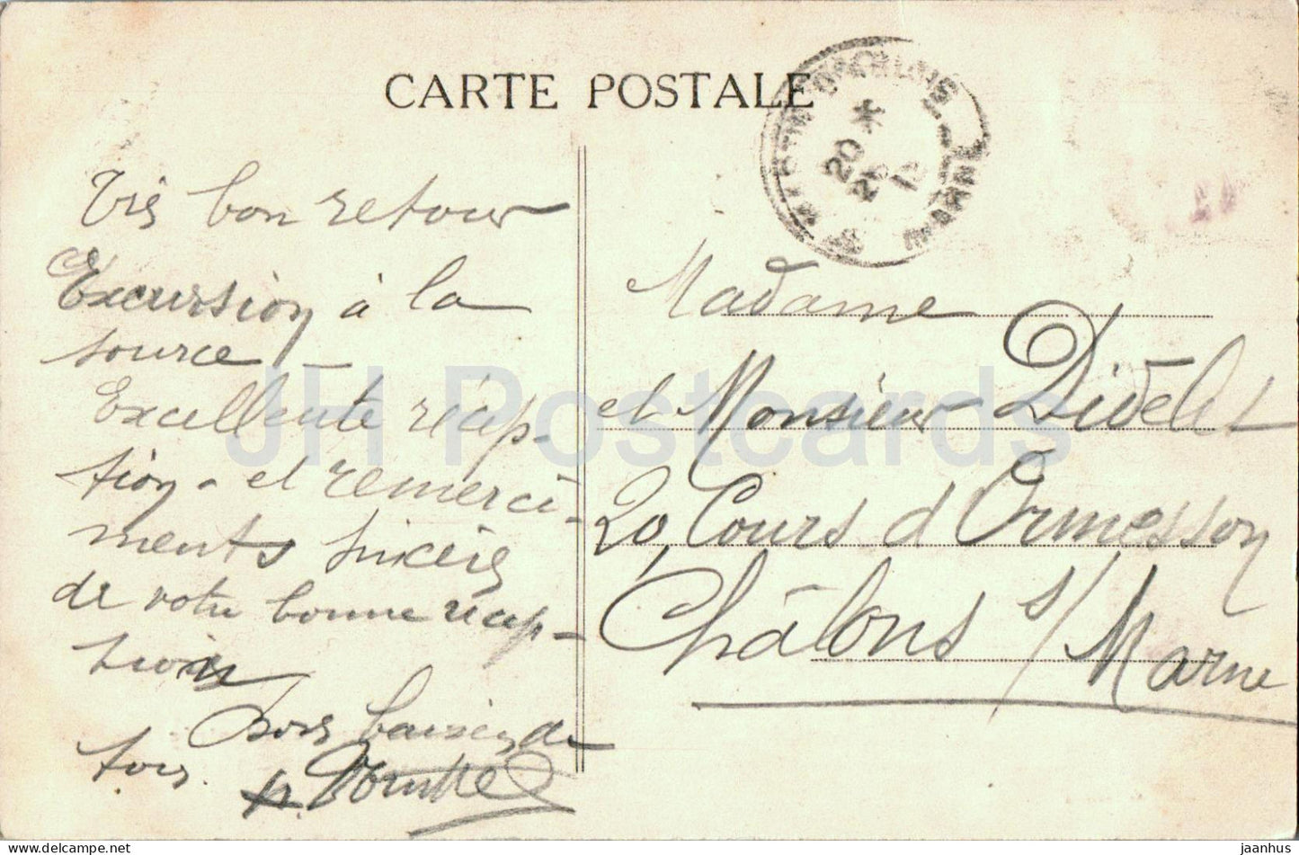 St Martin D'Ablois - Le Gros Rocher - Départ de la Source - carte postale ancienne - 1912 - France - occasion