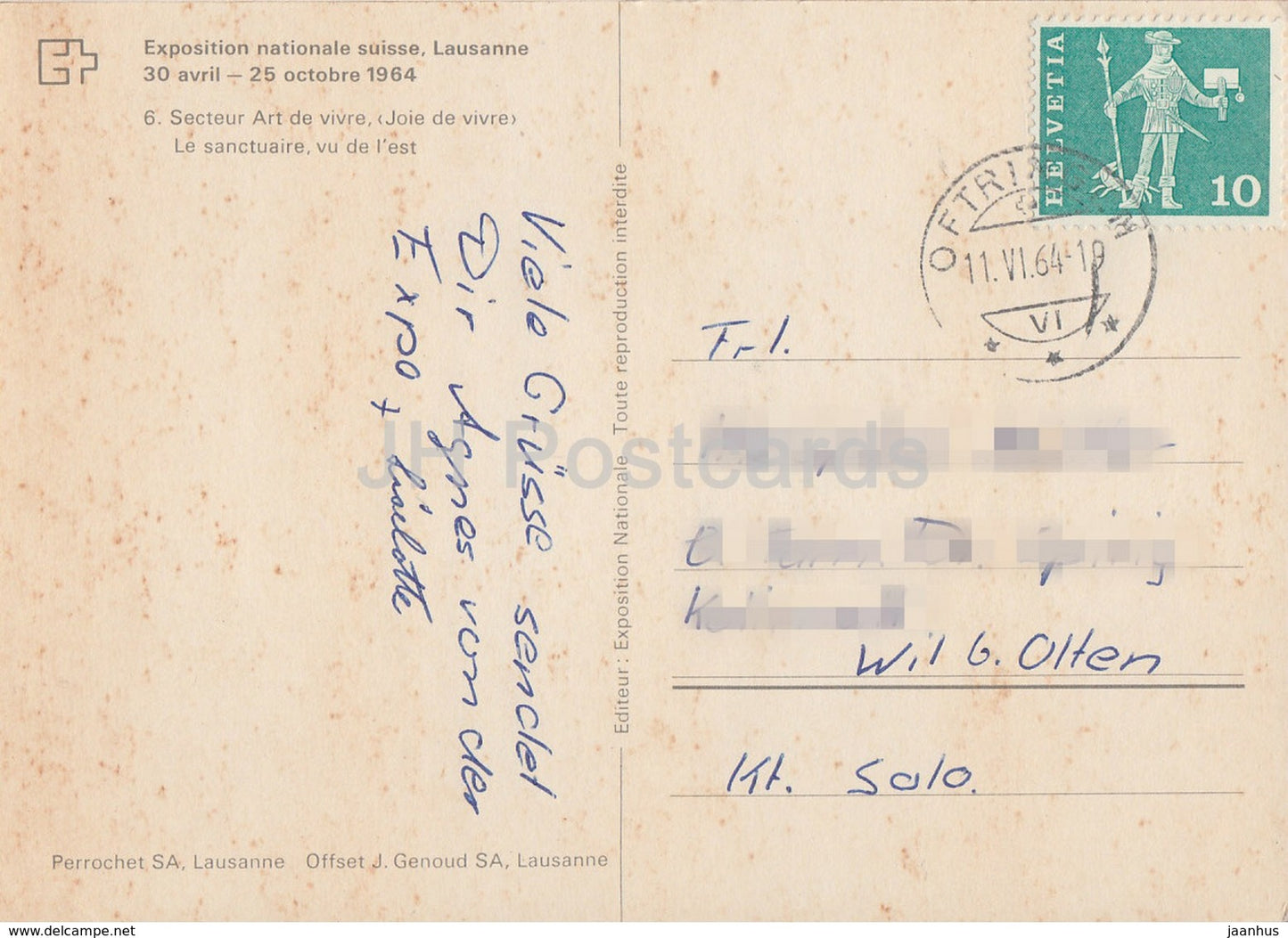 Lausanne - Exposition Nationale Suisse - Secteur Art de vivre Joie de vivre - 1964 - Switzerland - used