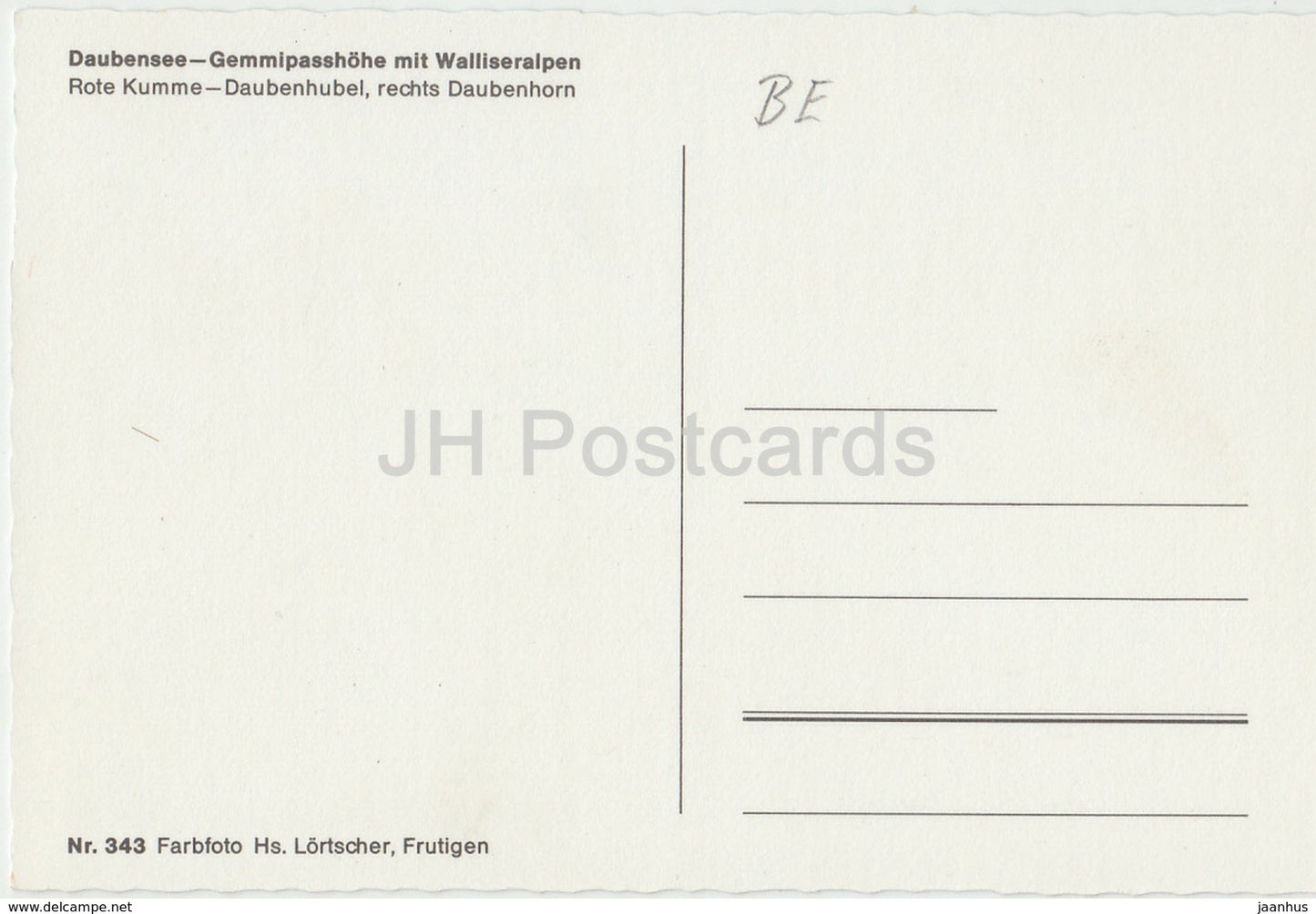 Daubensee Gemmipasshohe mit Walliseralpen - Rote Kumme - Daubenhubel - 343 - Switzerland - unused