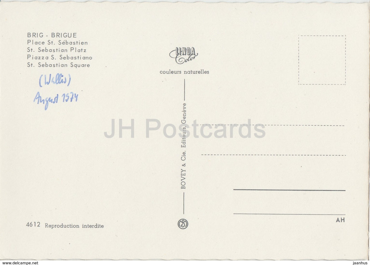 Brig - Brigue - Place St Sebastien - St Sebastian square - old cars Cirtoen - 4612 - 1974 - Switzerland - used