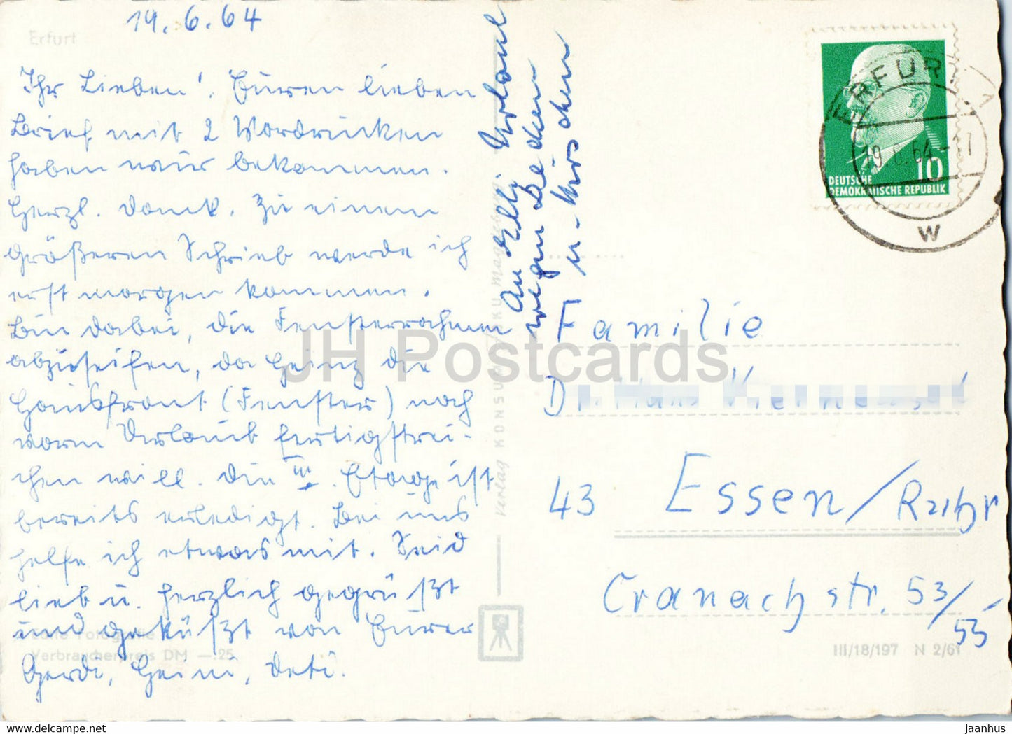 Blumenstadt Erfurt - Rathaus - Dom u Severikirche - Anger - tram - old postcard - 1964 - Germany DDR - used