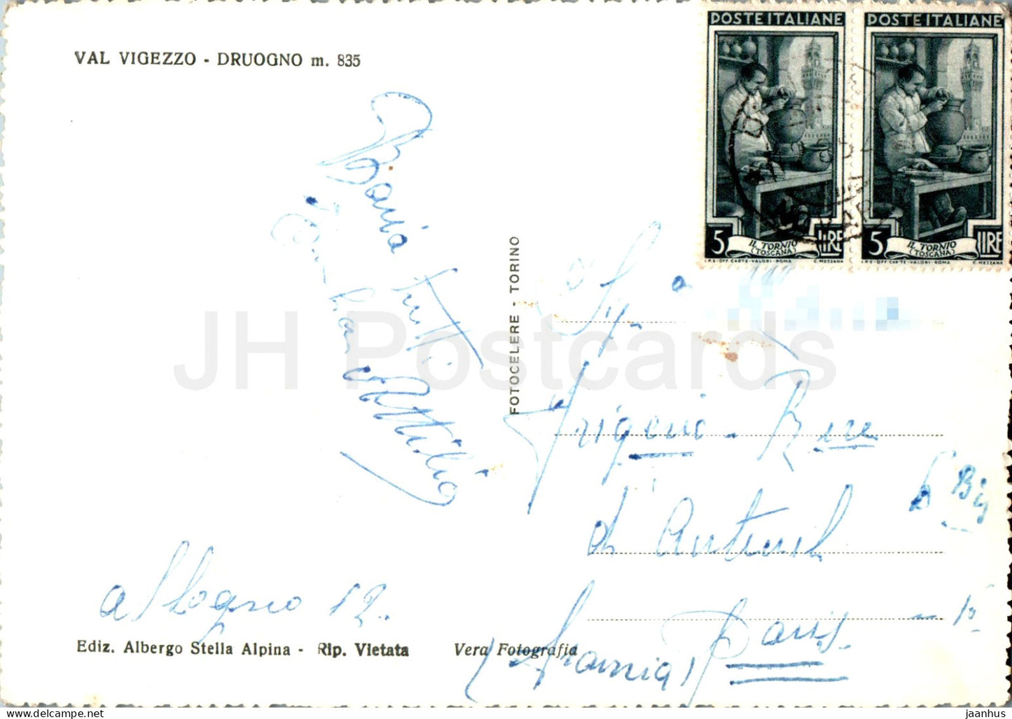 Val Vigezzo - Druogno 835 m - Vista di Albogno - Sagrogno - carte postale ancienne - 1957 - Italie - utilisé