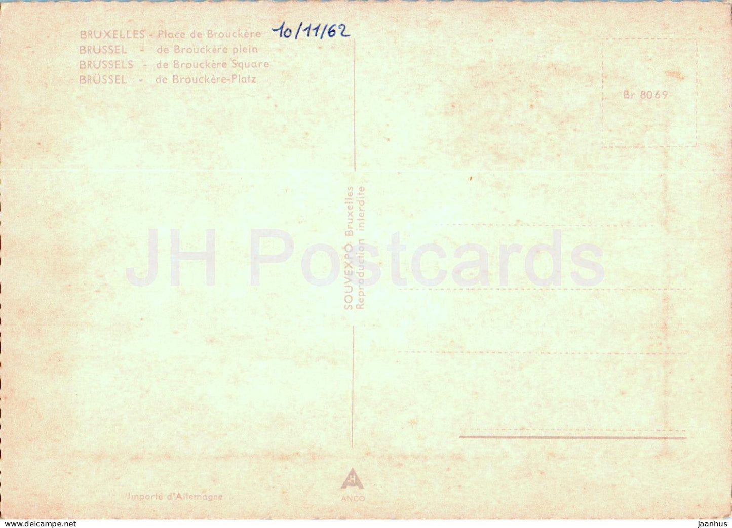 Bruxelles - Brussels - Place de Brouckere - square - tram - car - 8069 - 1962 - Belgium - used