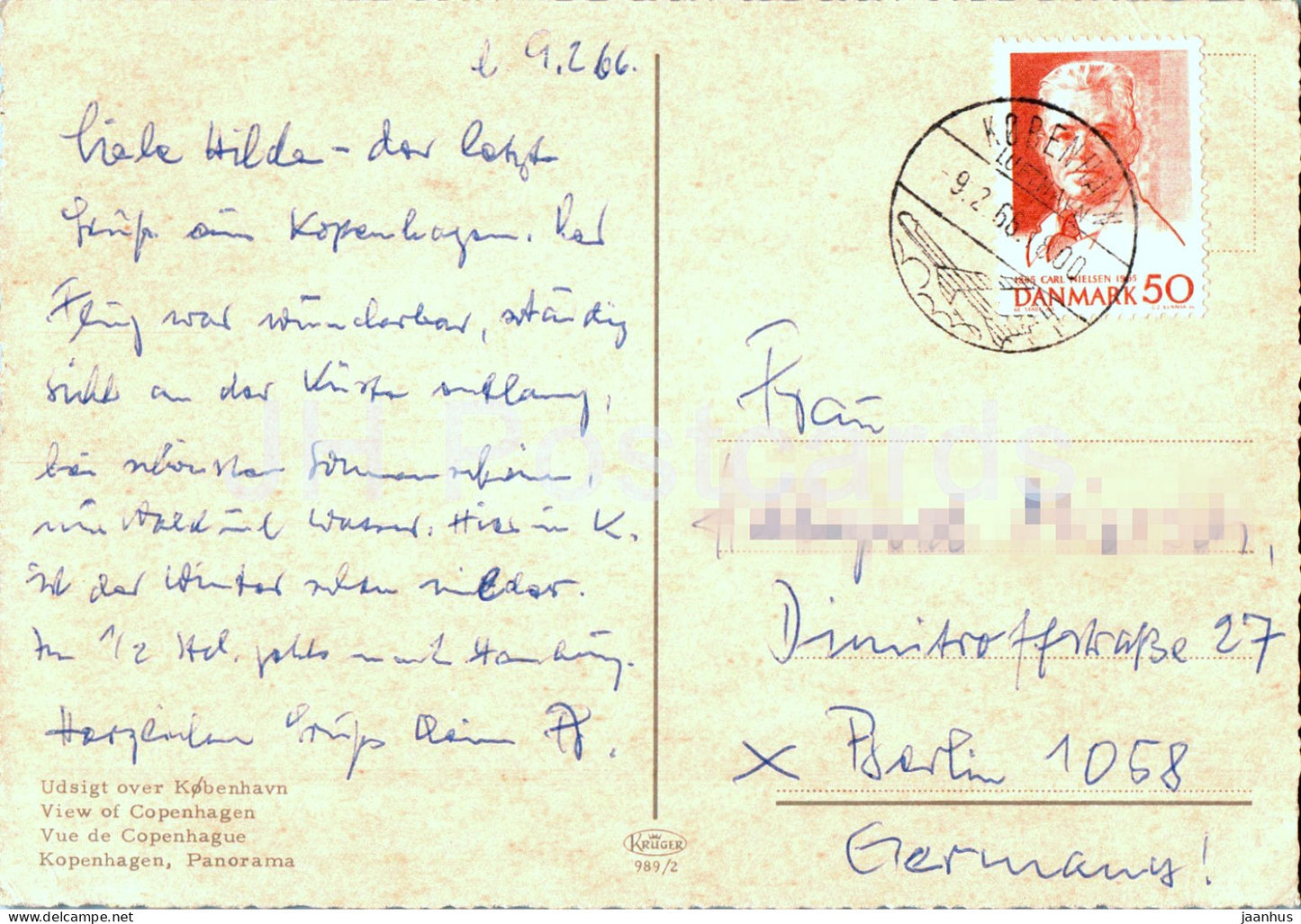 Kopenhagen – Kobenhavn – Udsigt über Kobenhavn – Ansicht – 989/2 – 1966 – Dänemark – gebraucht