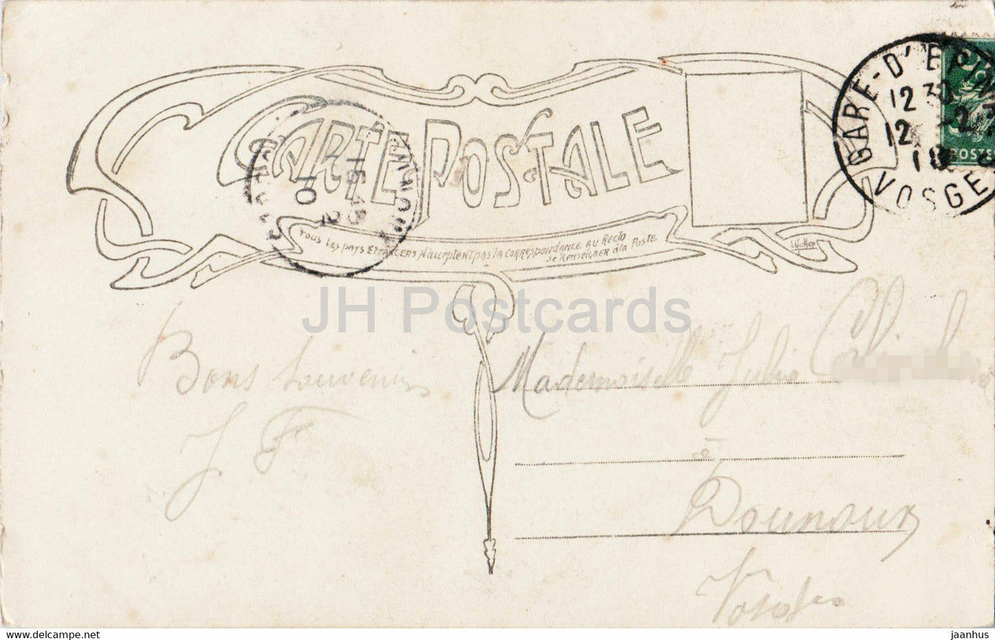 Birthday Greeting Card - Joyeux Anniversaire - woman - LOTUS - old postcard - France - used