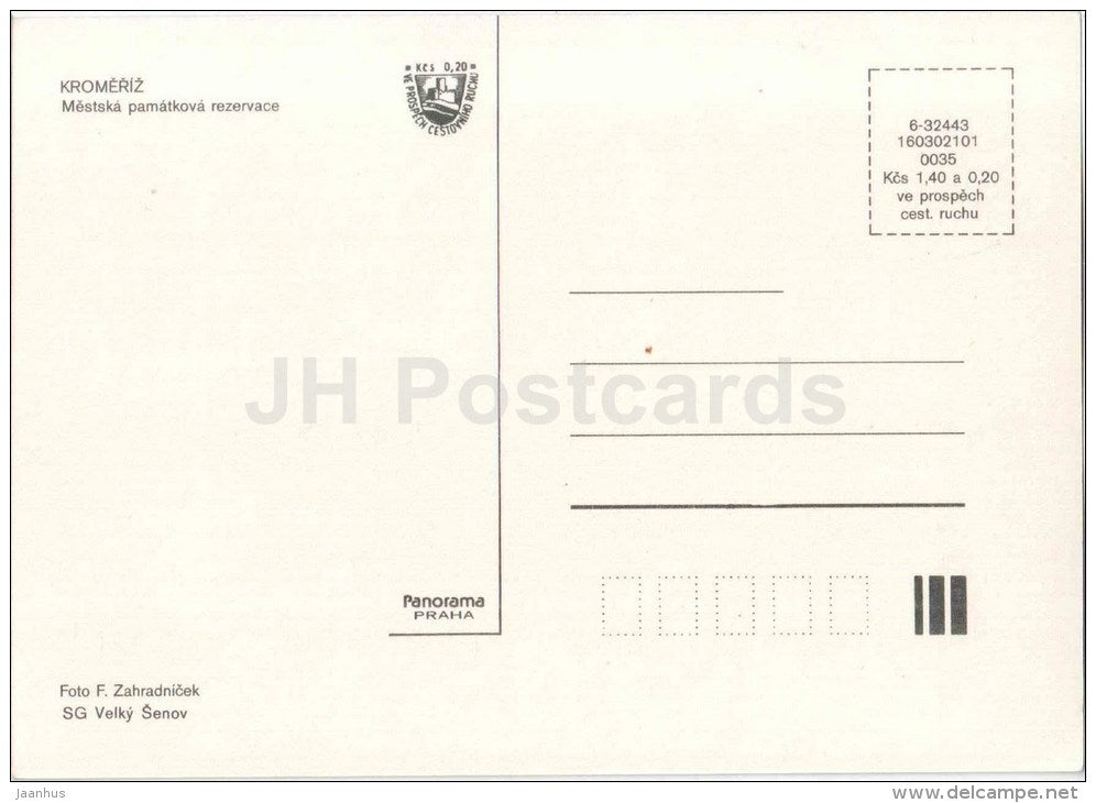 Kromeriz - square - fountain - architecture - town views - Czechoslovakia - Czech - unused - JH Postcards