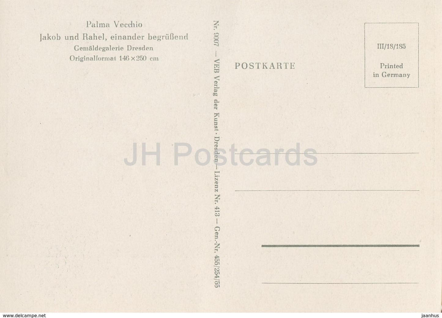 painting by Palma Vecchio - Jakob und Rahel - Italian art - Germany DDR - unused