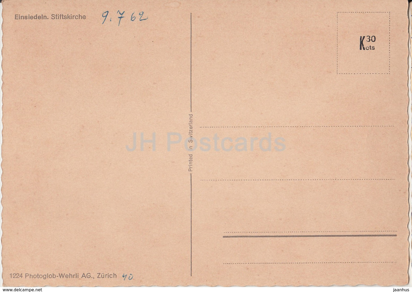 Einsiedeln - Stiftskirche - Kirche - 1224 - Schweiz - 1962 - gebraucht