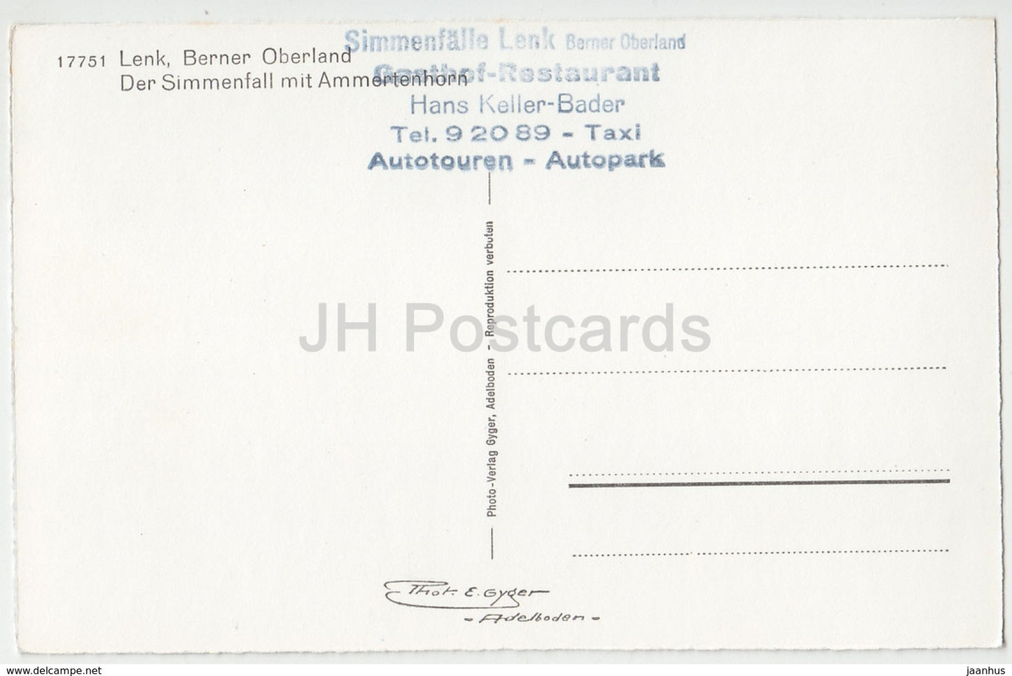 Lenk - Berner Oberland - Der Simmenfall mit Ammertenhorn - 17751 - Switzerland - old postcard - unused