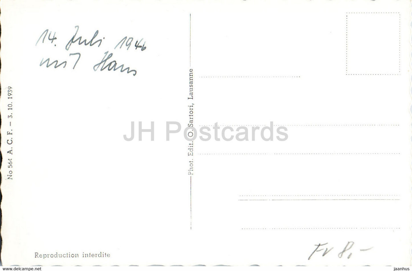 Gruyères et le Moleson - 1143 - carte postale ancienne - 1946 - Suisse - occasion