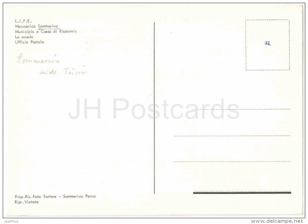 L.I.F.E. , Meccanica Sommariva , Le Scuole - school - Sommariva Perno mt. 390 - Piemonte - Italia - Italy - unused - JH Postcards