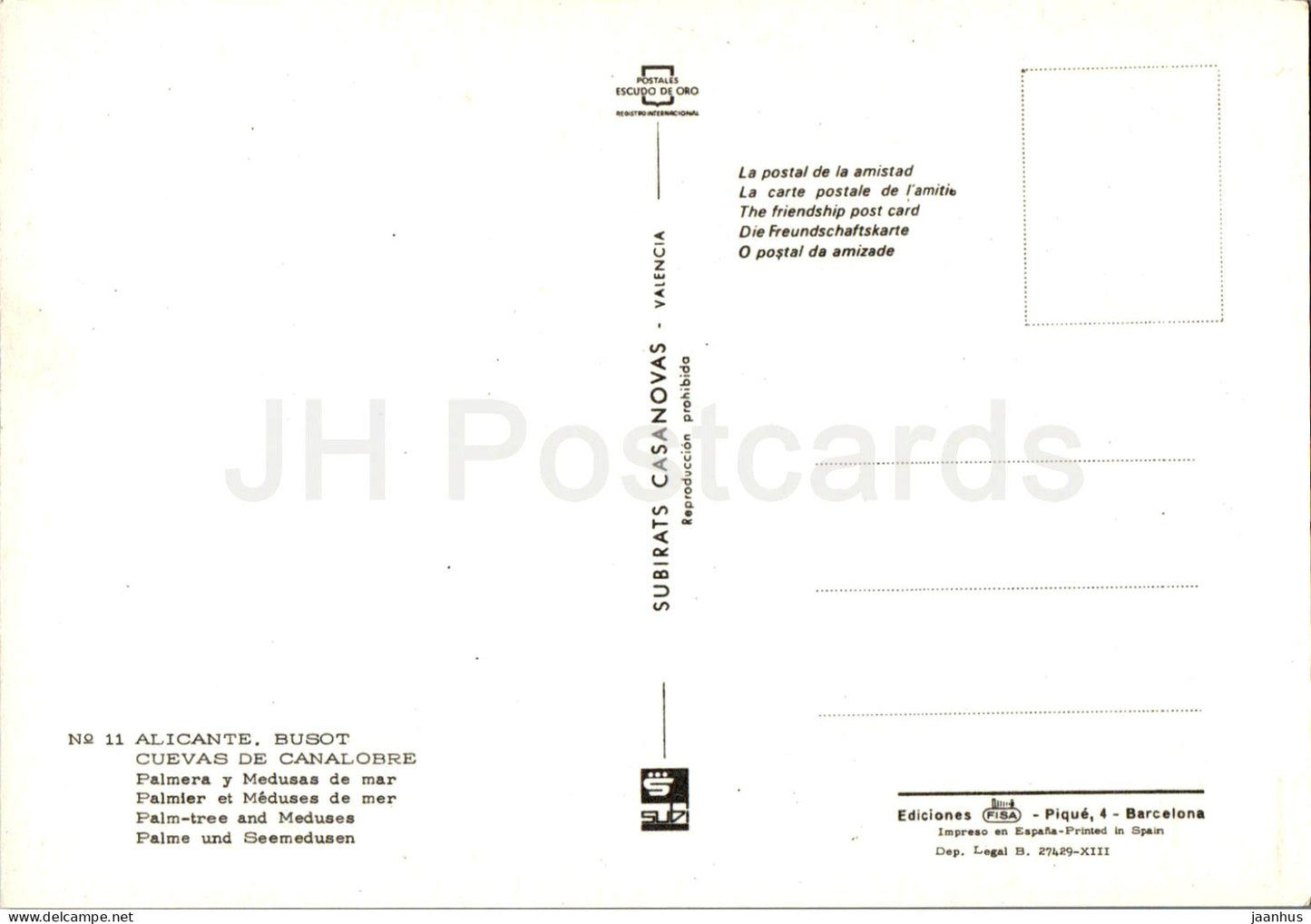 Alicante - Busot - Cuevas de Canalobre - Palmera y Medusas de mar - Palmier et Méduses - grotte - 11 - Espagne - inutilisé