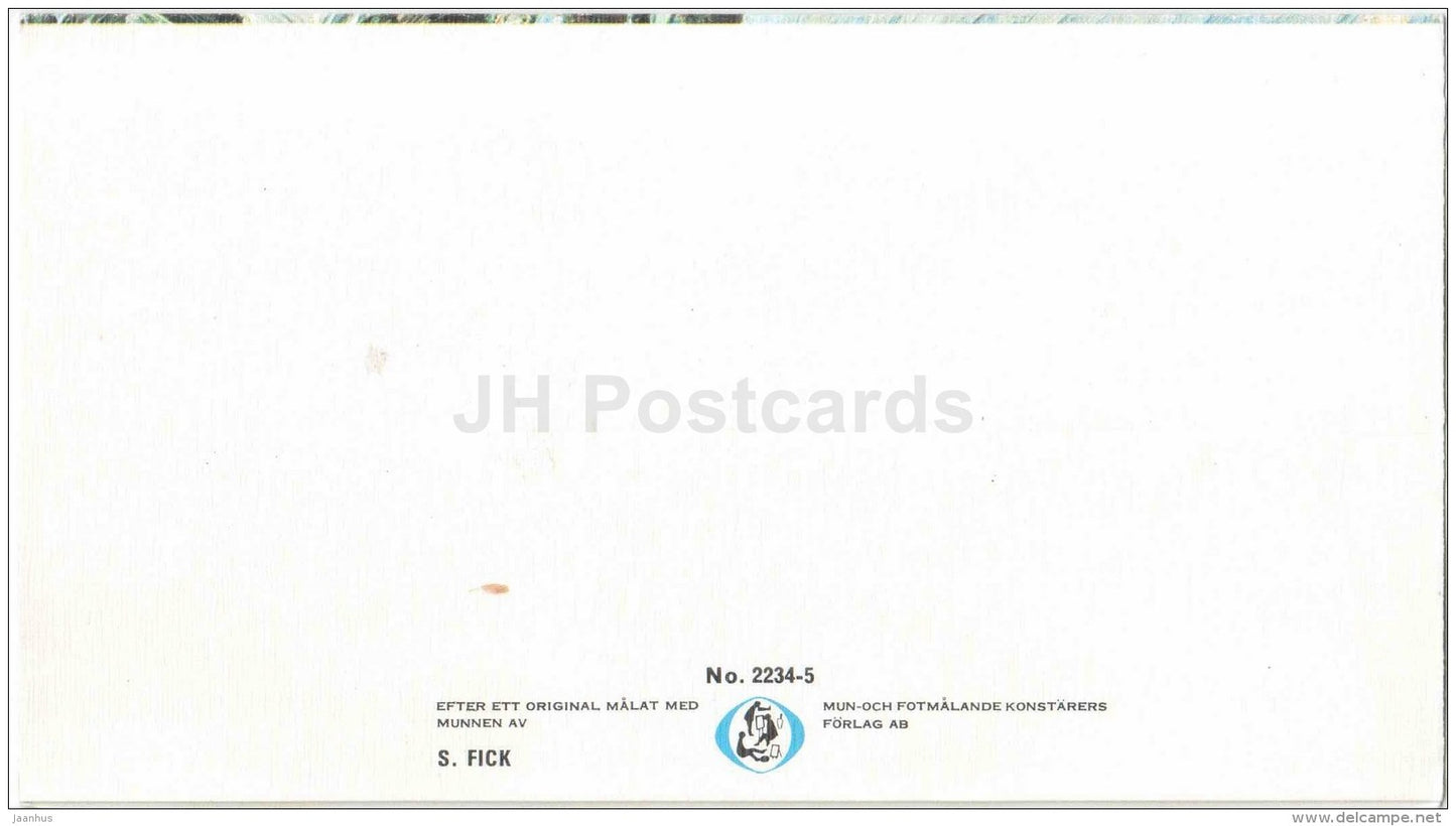 Christmas Greeting Card - Winter Forest - painting by S. Fick - Sweden - used - JH Postcards