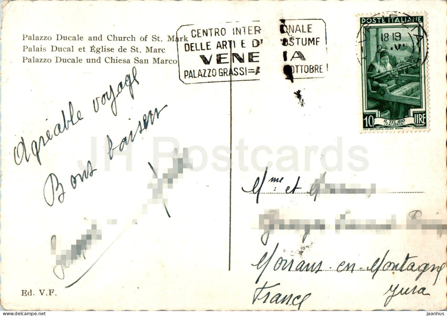 Venezia - Venice - Palazzo Ducale and and Church of St Mark - old postcard - 1950s - Italy - used