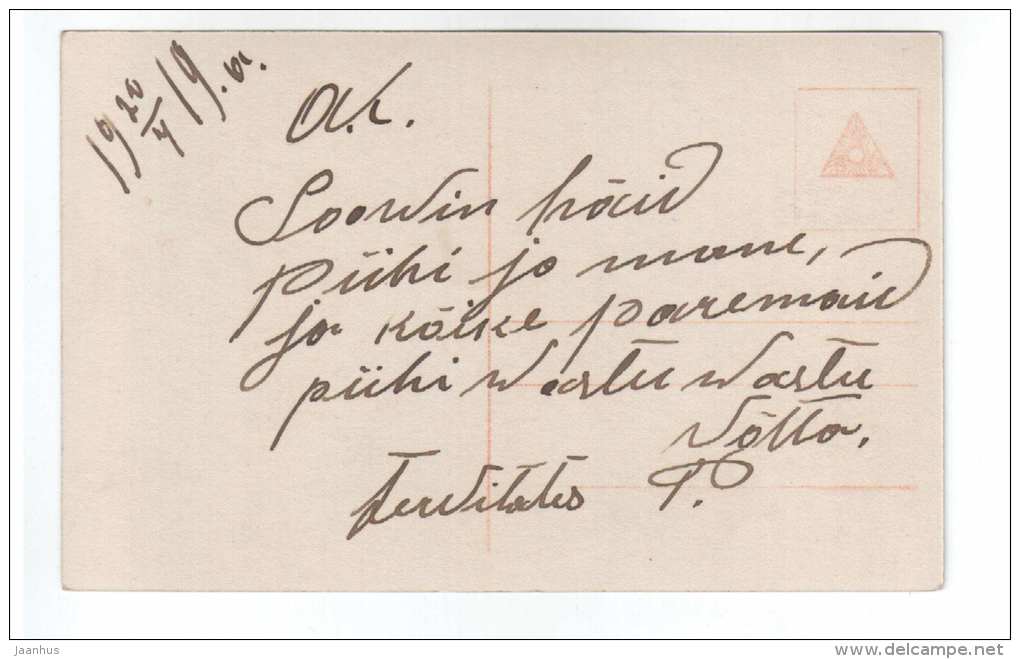 Young Woman - flowers - view - PR 5607/6 - old postcard - circulated in Estonia 1919 - used - JH Postcards