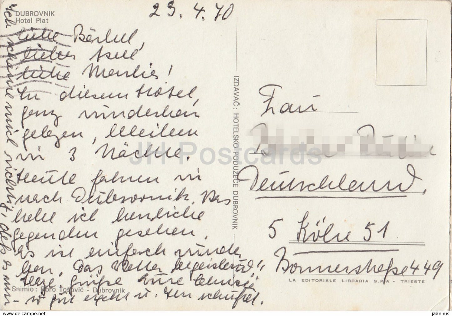 Dubrovnik - hotel Plat - 1970 - Yugoslavia - Croatia - used