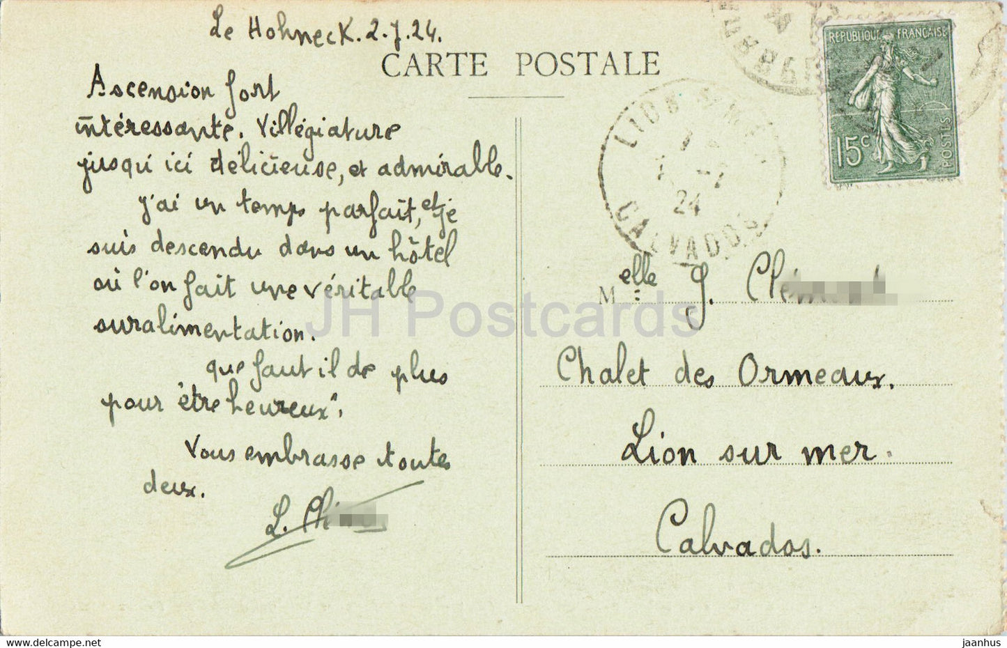 Le Hohneck - Plus de Frontiere - Montagnes et Escarpements du Frankenthal - 1 - alte Postkarte - 1924 - Frankreich - gebraucht