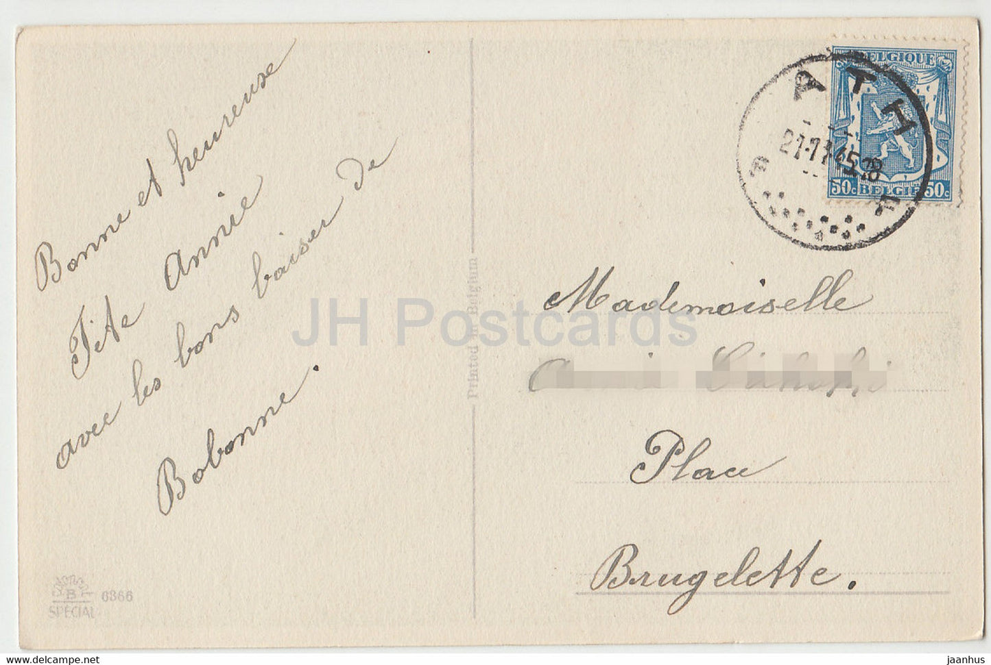 flowers - tulips - illustration - SP - 0366 - old postcard - 1945 - Belgium - used