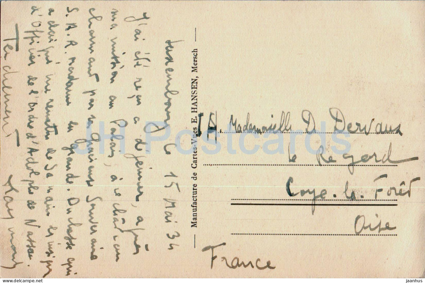 Colmar Berg - Château grand-ducal - château - carte postale ancienne - 1934 - Luxembourg - occasion