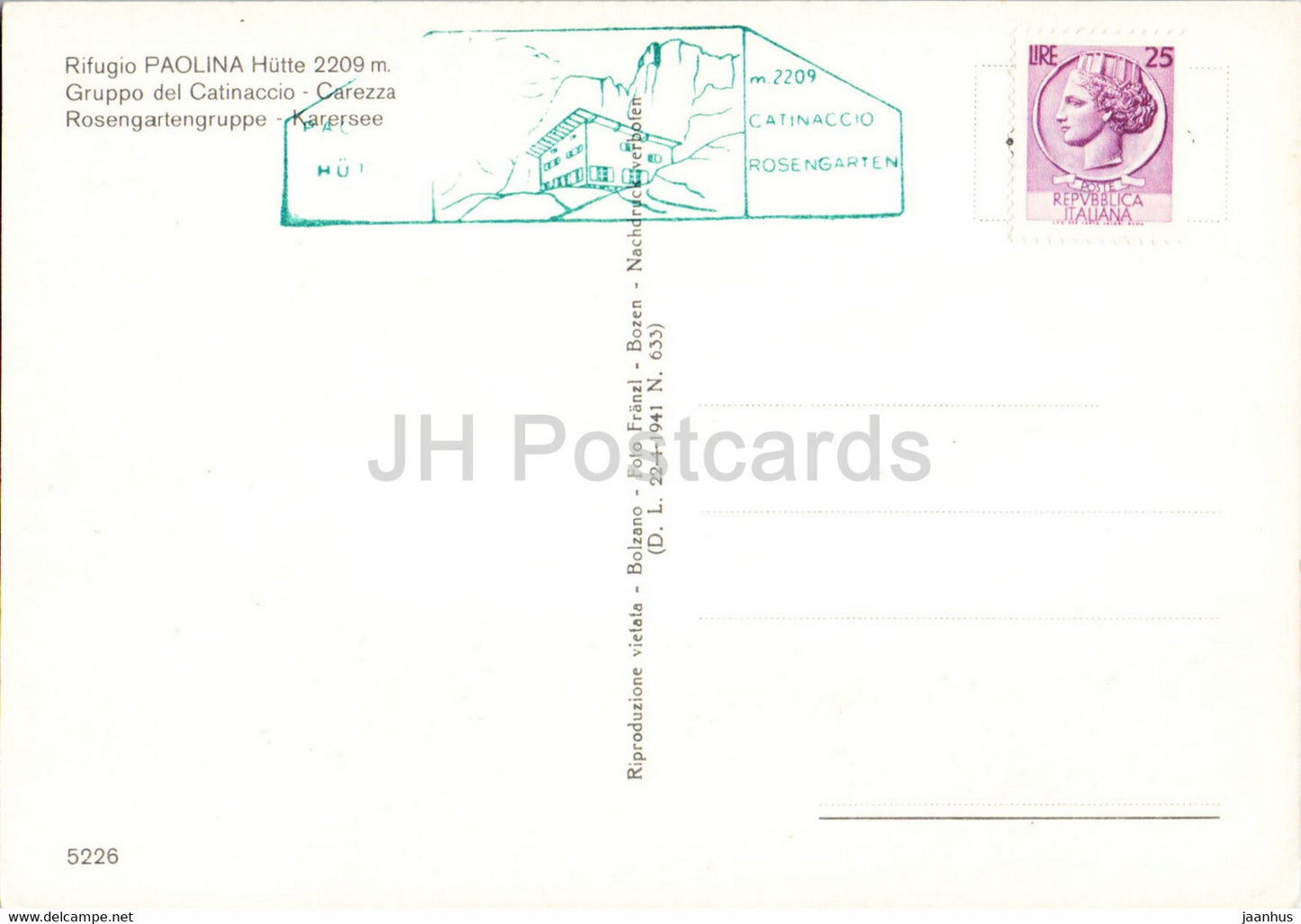 Rifugio Paolina Hutte - Gruppo del Catinaccio - Carezza - Edelweiss - fleurs - Italie - inutilisé