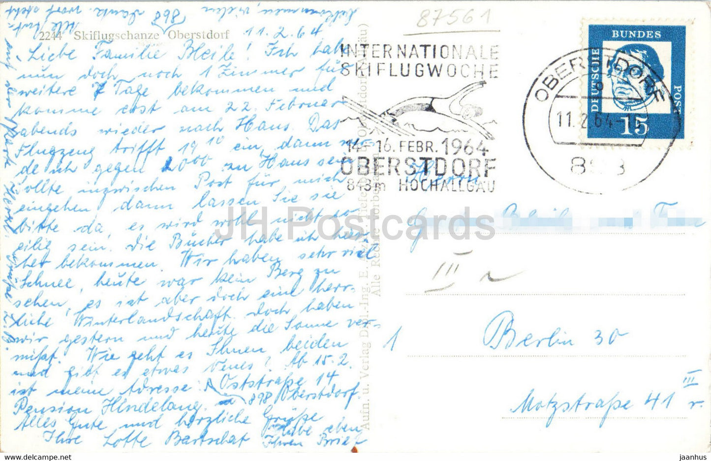 Skiflugschanze Oberstdorf - ski jumping hill - 2244 - sport - old postcard - 1964 - Germany - used