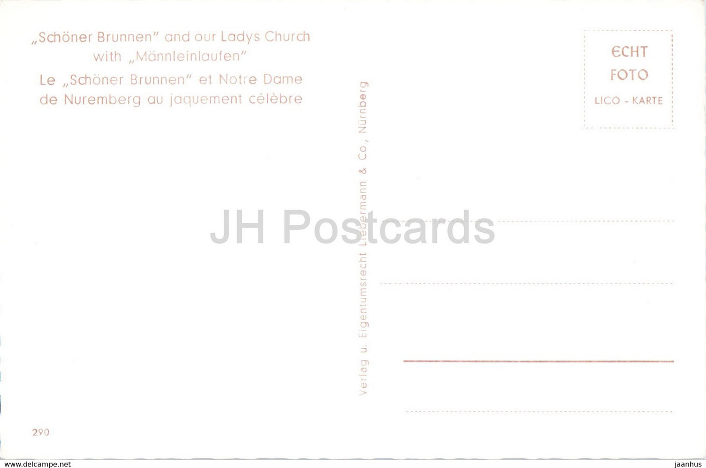 Nürnberg - Schöner Brunnen u Frauenkirche - Kirche - alte Postkarte - Deutschland - unbenutzt