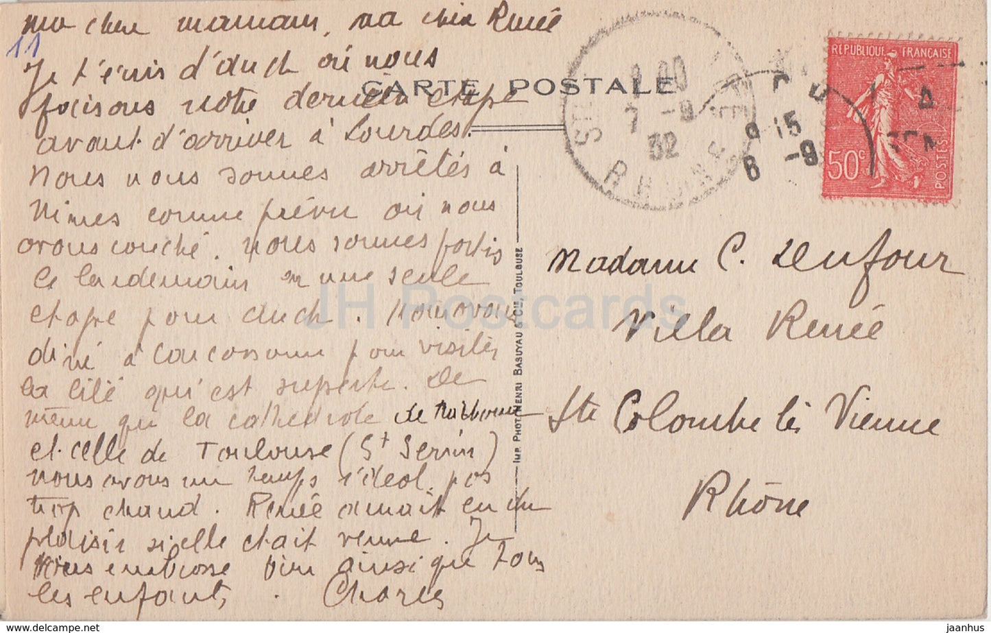 Cité de Carcassonne - Basilique St Nazaire - La Nef - cathédrale - 11 - carte postale ancienne - 1932 - France - occasion