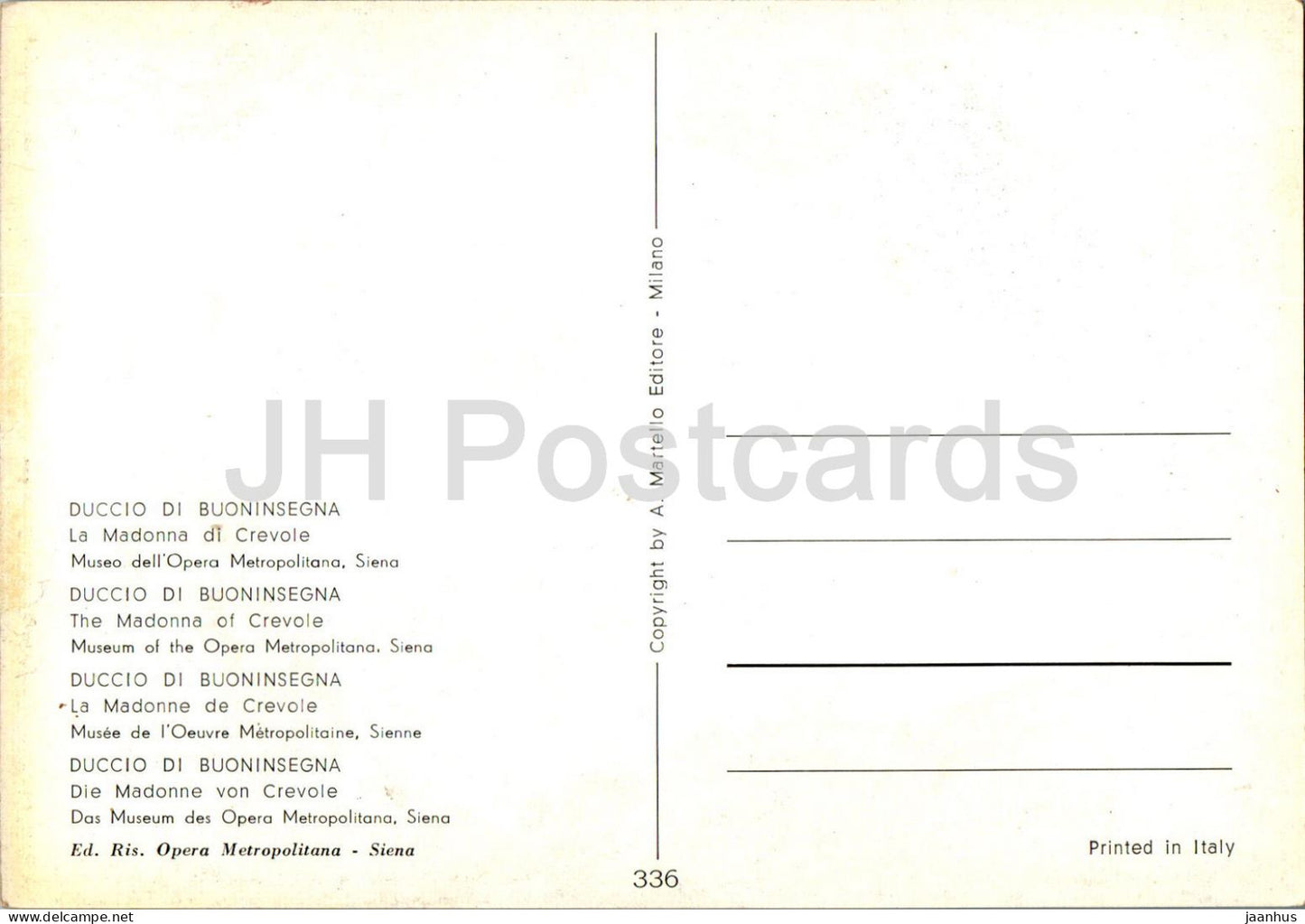 Peinture de Duccio di Buoninsegna - La Madone de Crevole - 336 - Art italien - Italie - inutilisé