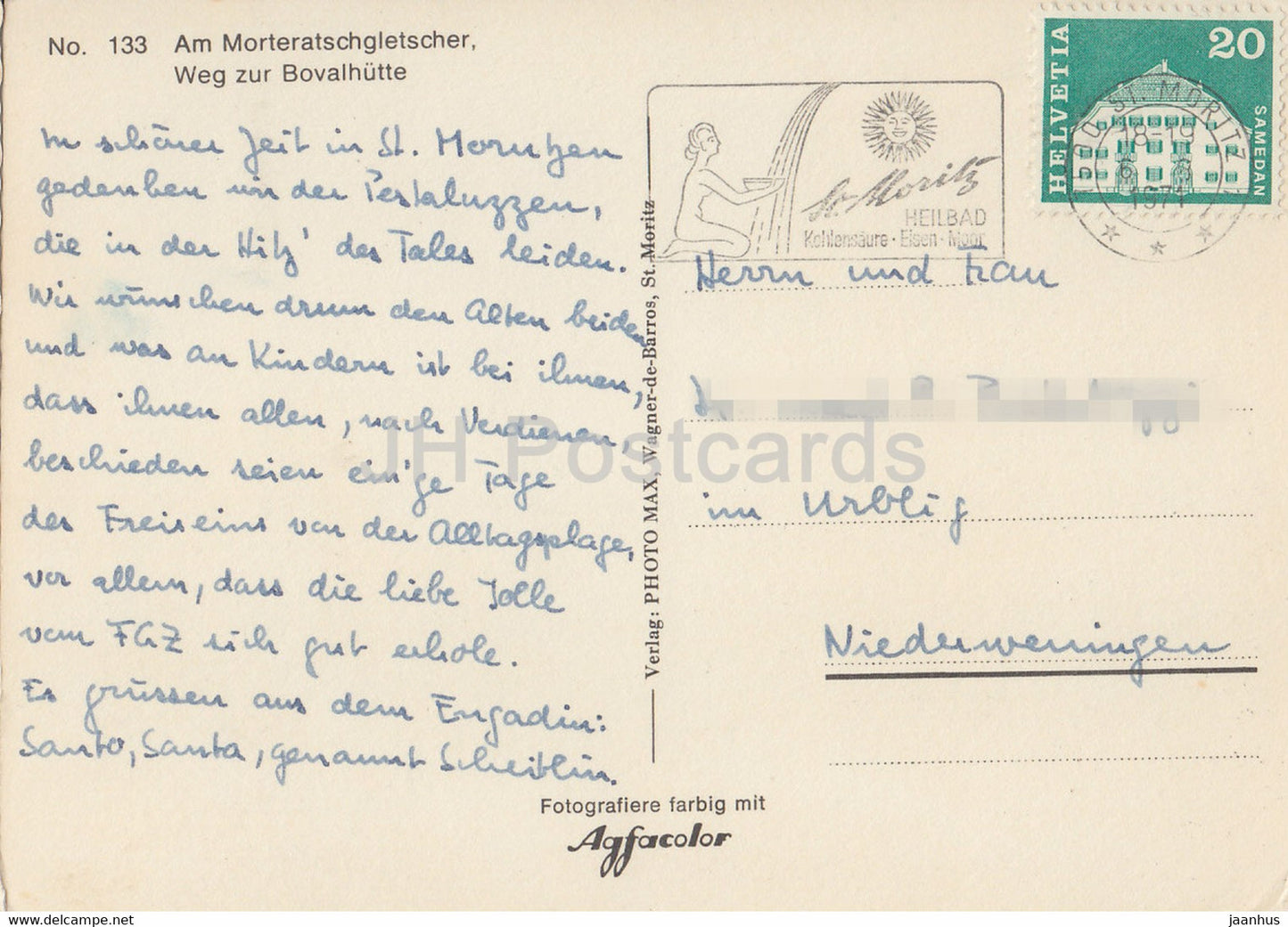 Am Morteratschgletscher - Weg zu Bovalhutte - 133 - 1971 - Suisse - d'occasion