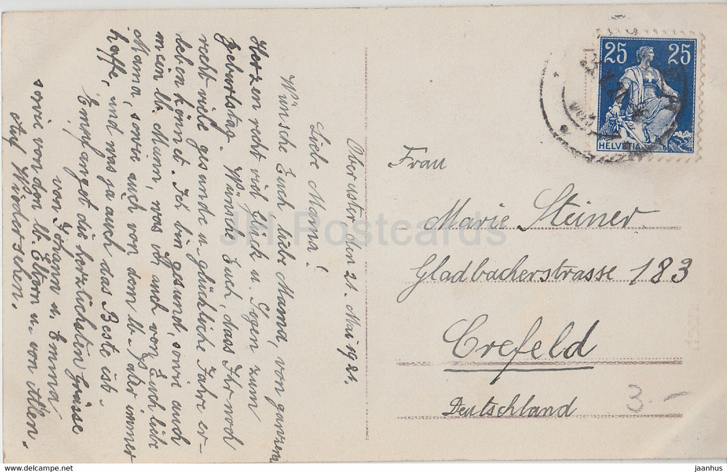 Birthday Greeting Card - Herzlichen Gluckwunsch zum Geburtstage - boy - HB 8275/6 - old postcard - 1921 - Germany - used