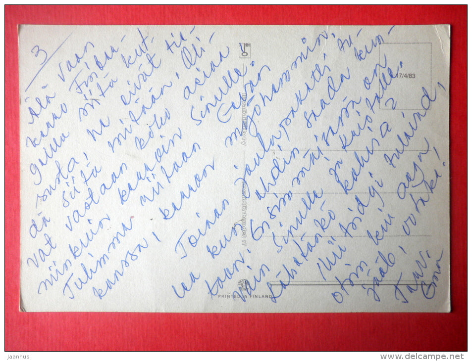 Christmas Greeting Card - dwarf - pig - candle - Finland - circulated in Finland - JH Postcards