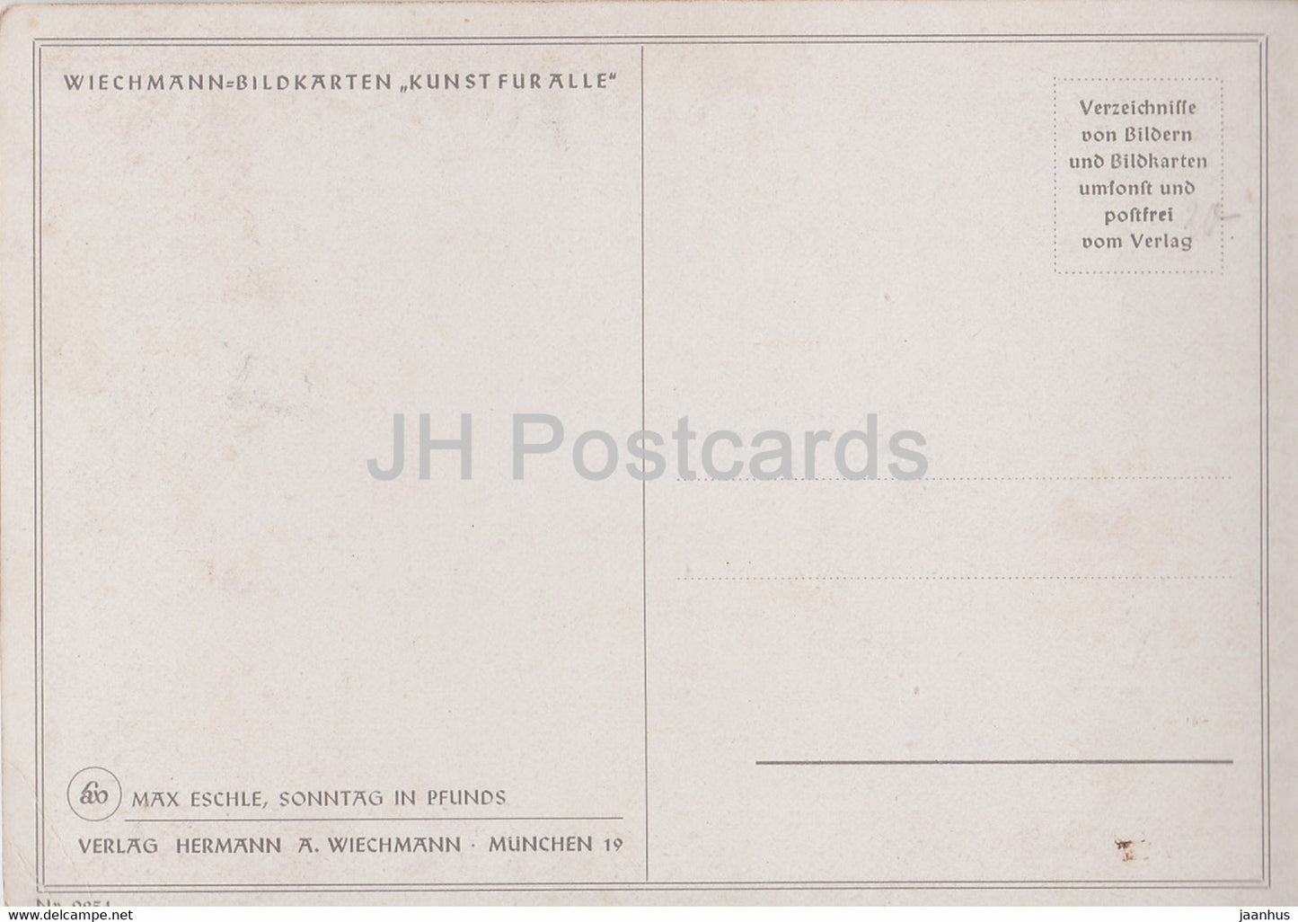 painting by Max Eschle - Sonntag in Pfunds - German art - Germany - unused