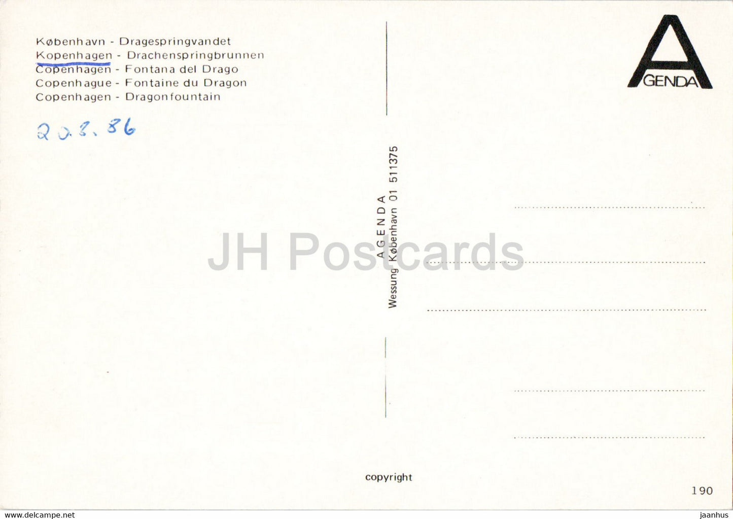 Copenhague - Dragon Fountain - 190 - 1986 - Danemark - d'occasion