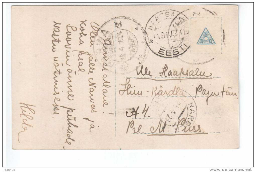 Man and Woman - couple - eggs - easter - Teco 2210-4 - old postcard - circulated in Estonia 1924 Haapsalu Narva - used - JH Postcards