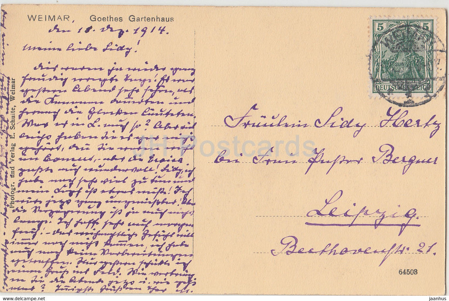Weimar - Goethes Gartenhaus - old postcard - 1914 - Germany - used