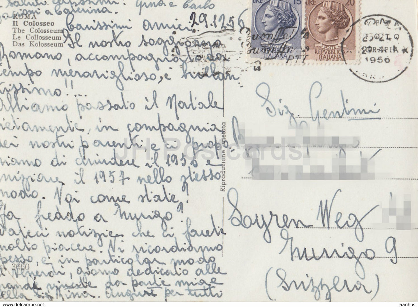 Roma - Rome - Il Colosseo - Colisée - antique - carte postale ancienne - 1956 - Italie - utilisé