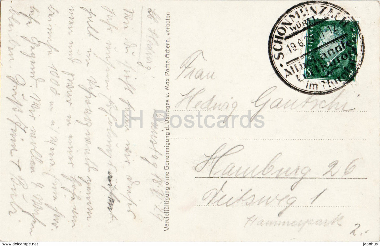 Hornisgrinde bad Schwarzwald - carte postale ancienne - 1929 - Allemagne - utilisé