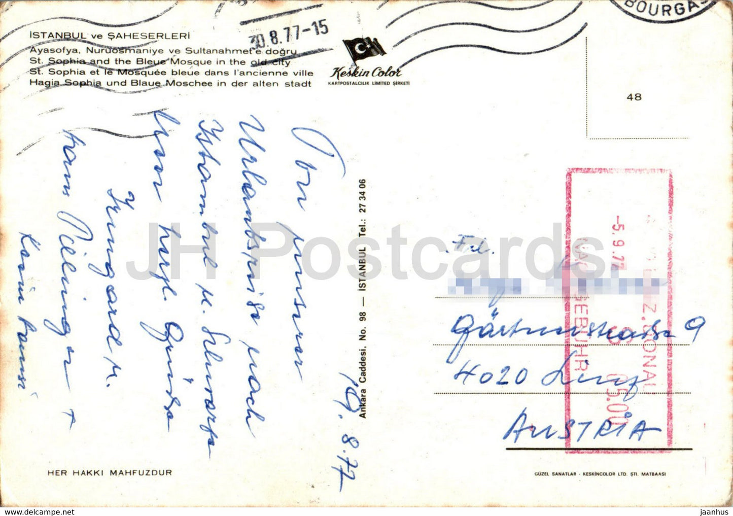 Istanbul - St Sophia and the Blue Mosque in the old City - 48 - 1977 - Turkey - used