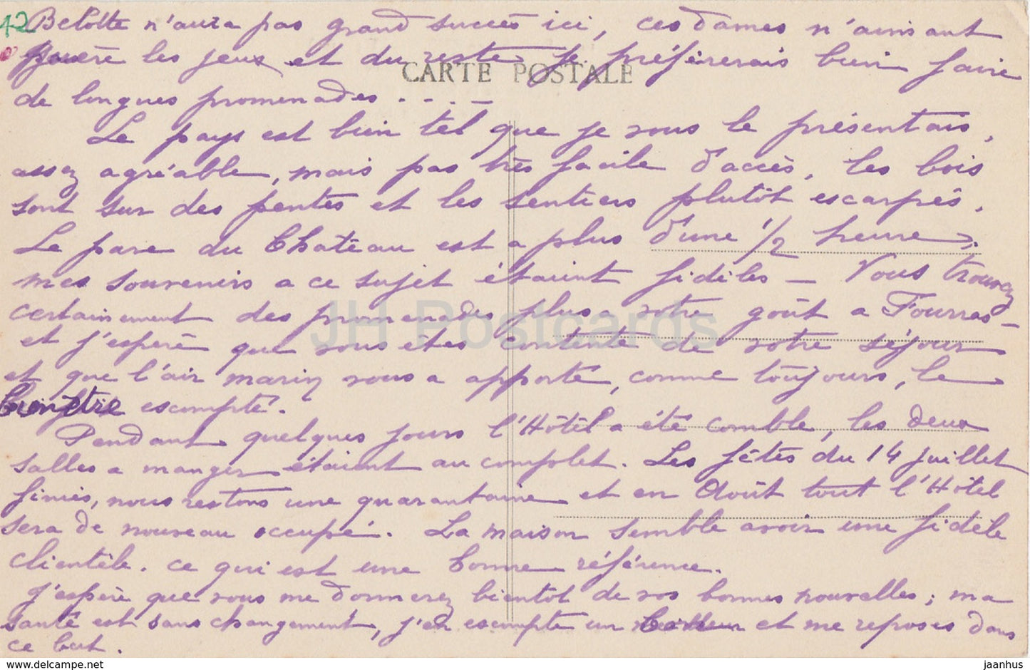 St Just en Chevalet - Chateau de Contenson - Fassade de la Salle a manger - Schloss - alte Postkarte - Frankreich - gebraucht