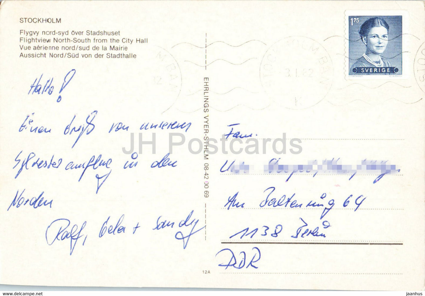 Stockholm - Flightview North South from the City Hall - 1982 - Sweden - used