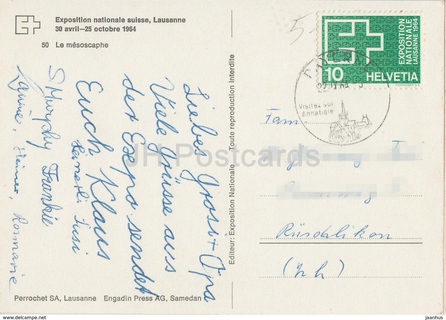 Lausanne - Exposition Nationale Suisse 1964 - Le mesoscaphe - submarine - 1964 - Switzerland - used