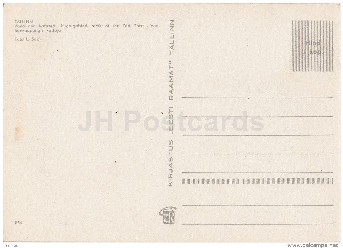 high-gabled roofs of the Old Town - Tallinn - Estonia USSR - unused - JH Postcards