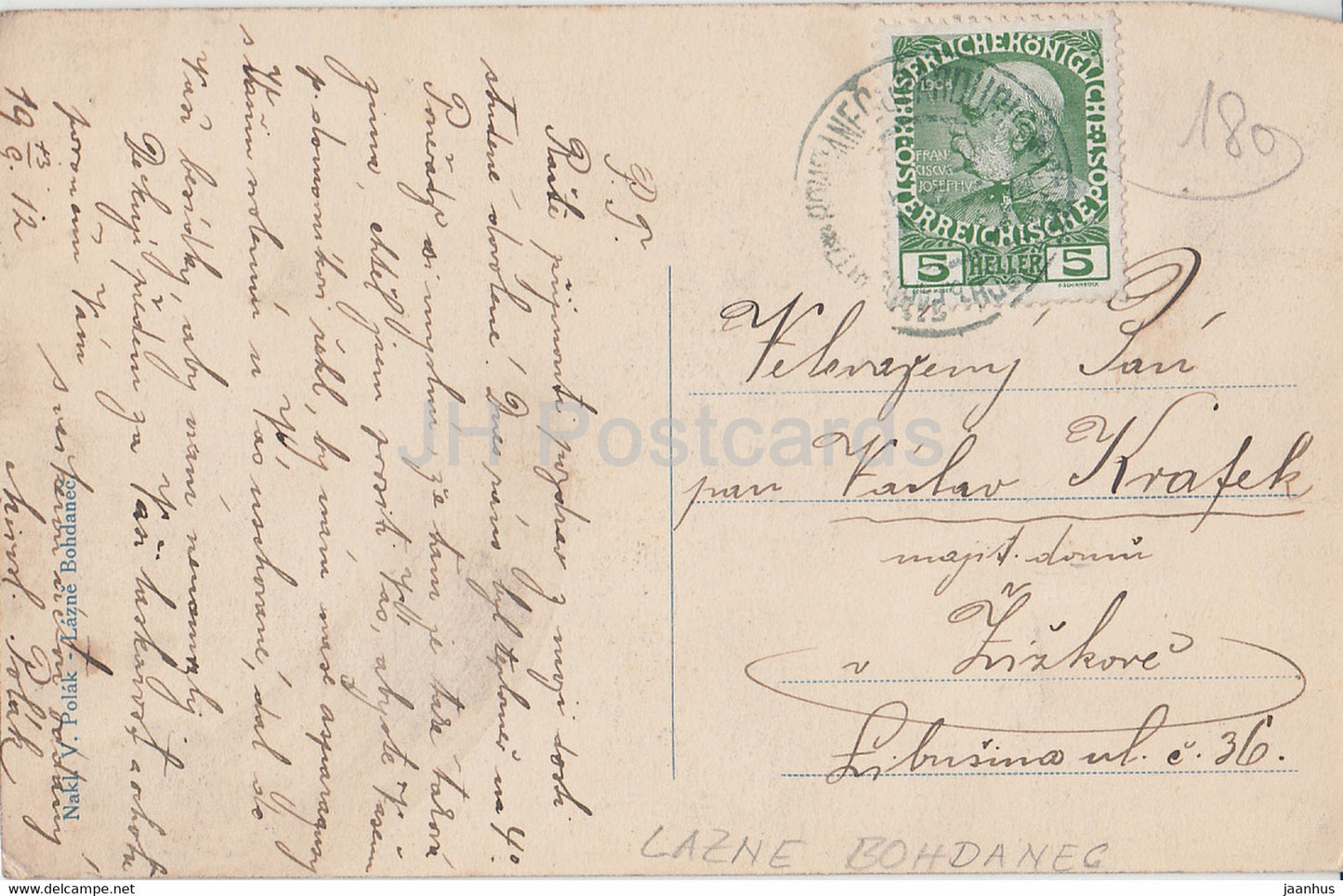 Jizd kasarna v Bohdanci - Bohdanec - barracks - military - old postcard - 1912 - Czech Republic - used