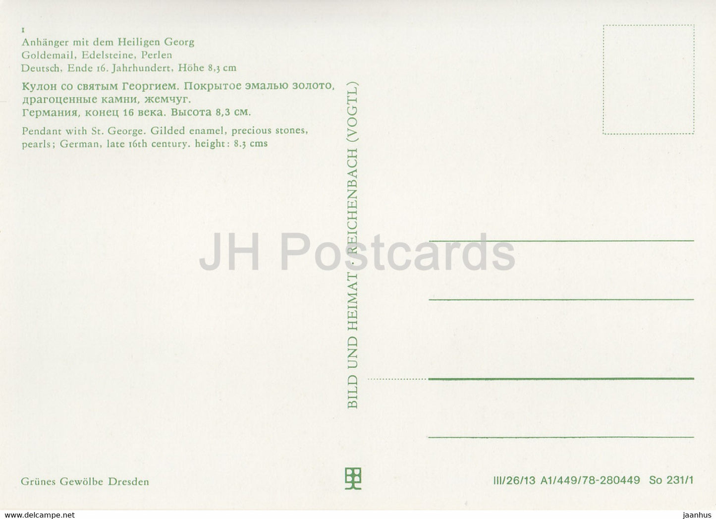 Anhanger mit dem Heiligen Georg - 1 - Pendant with St George - horse - Grunes Gewolbe - DDR Germany - unused