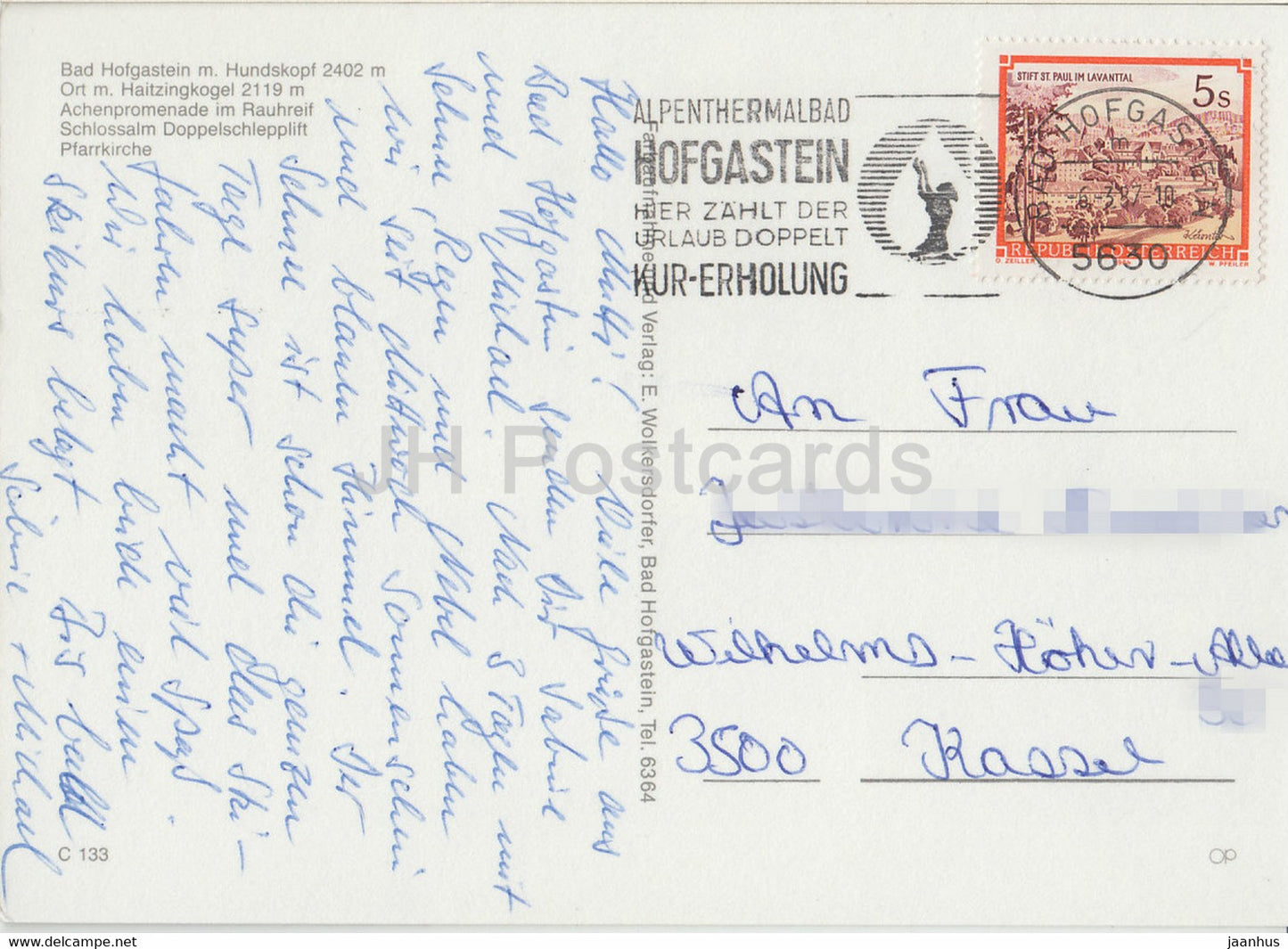 Bad Hofgastein - Hundskopf - Haitzingkogel - Pfarrkirche - 870 - 2300 m - multiview - 1987 - Austria - used