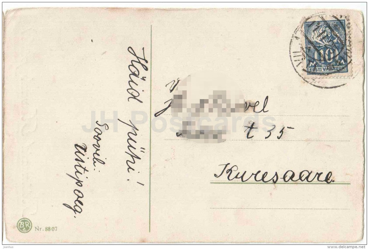 Easter greeting card - eggs - chicken - BR 8807 - circulated in Estonia Tallinn 1925 - JH Postcards
