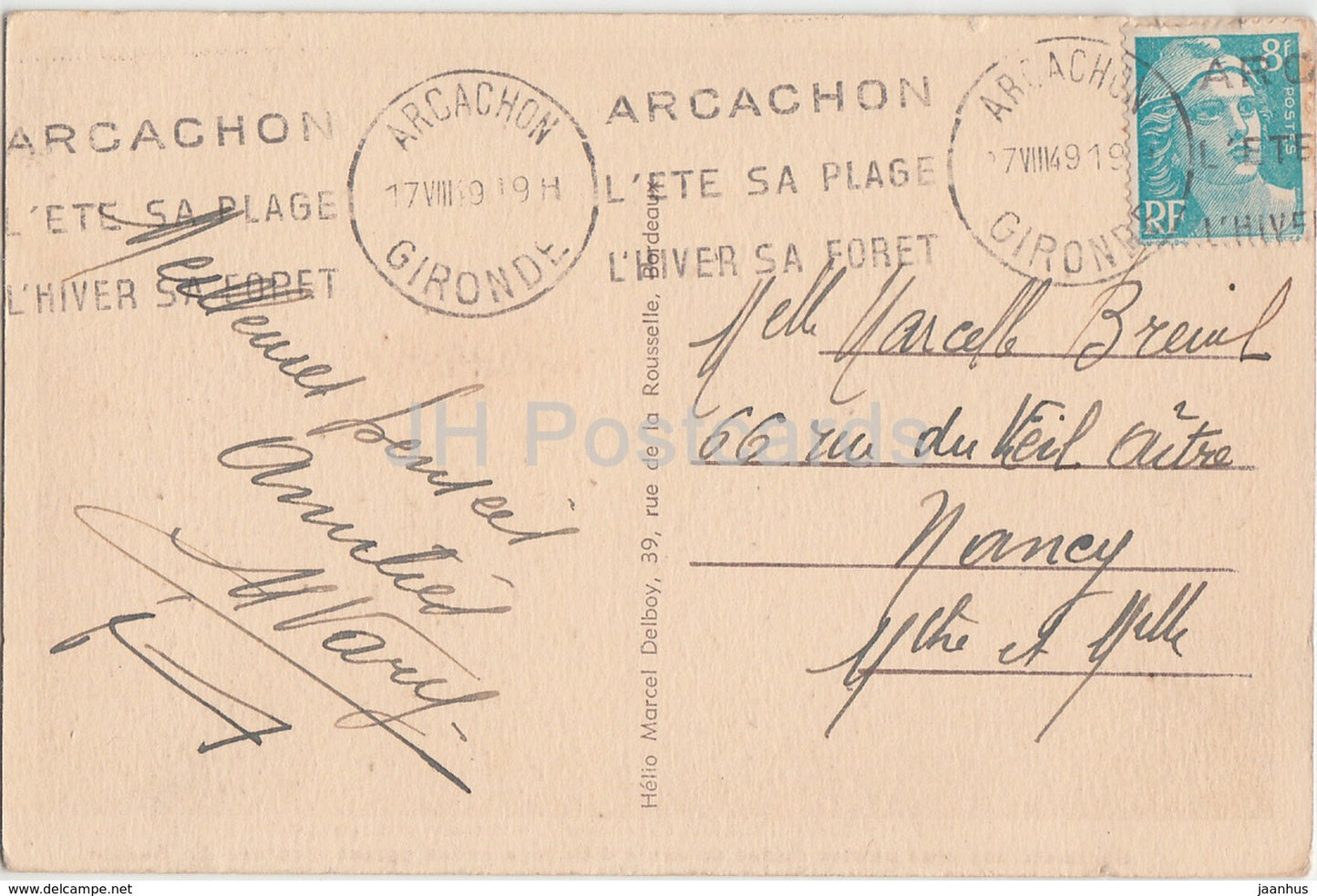 Pilat Plage - Bassin d'Arcachon - beach - 675 - 1949 - old postcard - France - used
