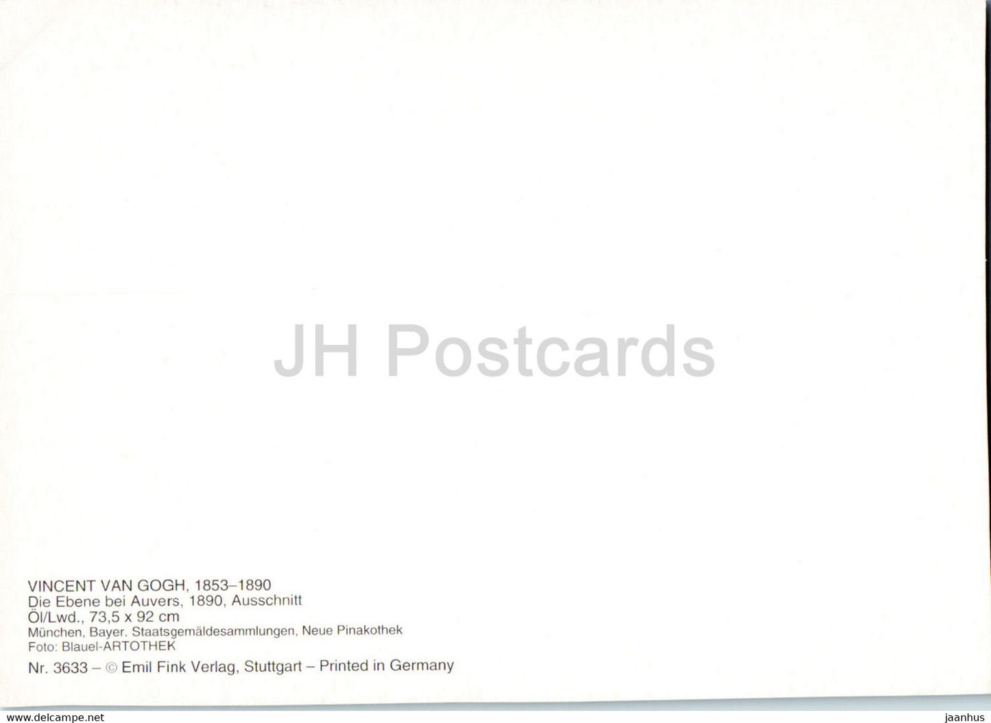 Gemälde von Vincent van Gogh – Die Ebene bei Auvers – Niederländische Kunst – Deutschland – unbenutzt