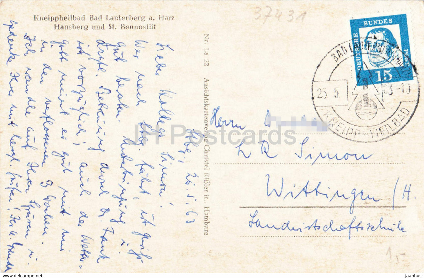 Kneippheilbad Bad Lauterberg a Harz - Hausberg und St Bennostift - 1963 - Germany - used