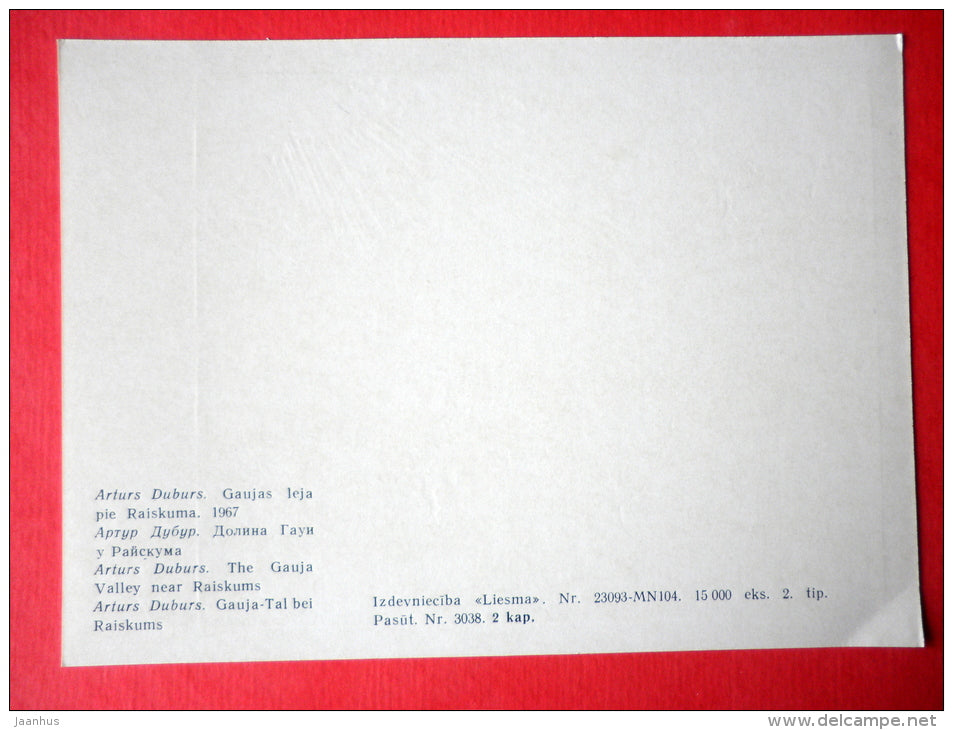 engraving by Arturs Duburs - The Gauja Valley near Raiskums - latvian art - unused - JH Postcards